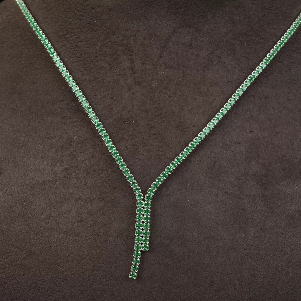 Sultan Solid Sterling Silver Dot Emerald Necklace